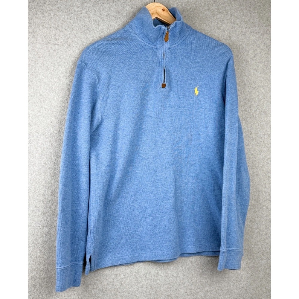 Polo Ralph Lauren Quarter Zip Sweater Blue 100% Cotton Size M